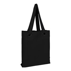BAGANDTOTE.COM CANVAS TOTE BAG BLACK 100% Cotton Heavy Canvas Tote Bag With Large Grommets And Stripped Handles
