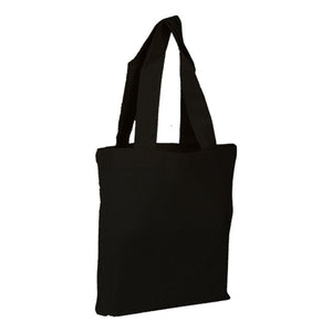 BAGANDTOTE.COM CANVAS TOTE BAG Black 100% Cotton Sheeting Large Tote. Economy Tote with mini gusset