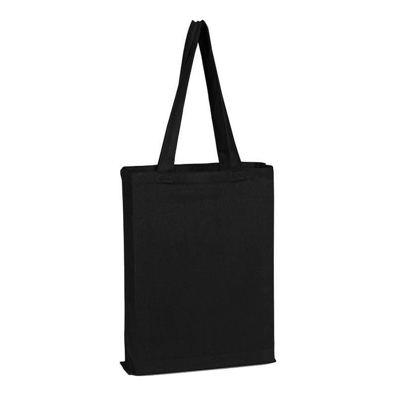 BAGANDTOTE.COM CANVAS TOTE BAG Black 100% Cotton Sheeting Large Tote. Economy Tote with mini gusset