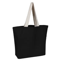 BAGANDTOTE.COM CANVAS TOTE BAG BLACK/NATURAL 100% Cotton canvas Colored Beach bag with Natural web Handles