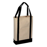 BAGANDTOTE.COM CANVAS TOTE BAG NATURAL/BLACK 100% Cotton Heavy Canvas Two Tone Deluxe Tote Bag