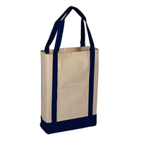 BAGANDTOTE.COM CANVAS TOTE BAG NATURAL/NAVY 100% Cotton Heavy Canvas Two Tone Deluxe Tote Bag