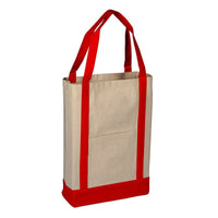 BAGANDTOTE.COM CANVAS TOTE BAG NATURAL/RED 100% Cotton Heavy Canvas Two Tone Deluxe Tote Bag