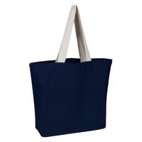 BAGANDTOTE.COM CANVAS TOTE BAG NAVY/NATURAL 100% Cotton canvas Colored Beach bag with Natural web Handles