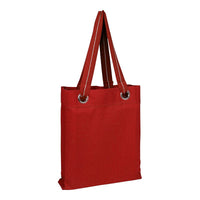BAGANDTOTE.COM CANVAS TOTE BAG RED 100% Cotton Heavy Canvas Tote Bag With Large Grommets And Stripped Handles