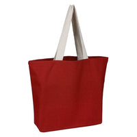 BAGANDTOTE.COM CANVAS TOTE BAG RED/NATURAL 100% Cotton canvas Colored Beach bag with Natural web Handles
