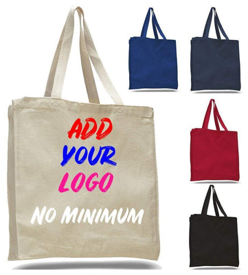 Large Custom Cotton Tote Bag with Logo No Minimum | Zazzle