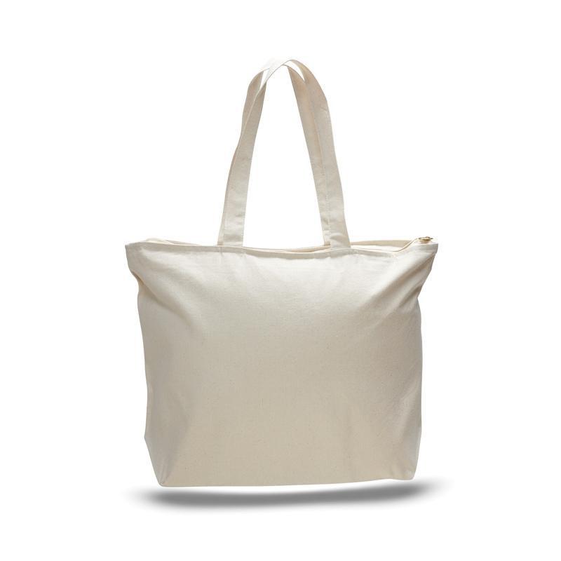 DIY Plain Solid Heavy Large Tote Canvas Bag with Zipper - China