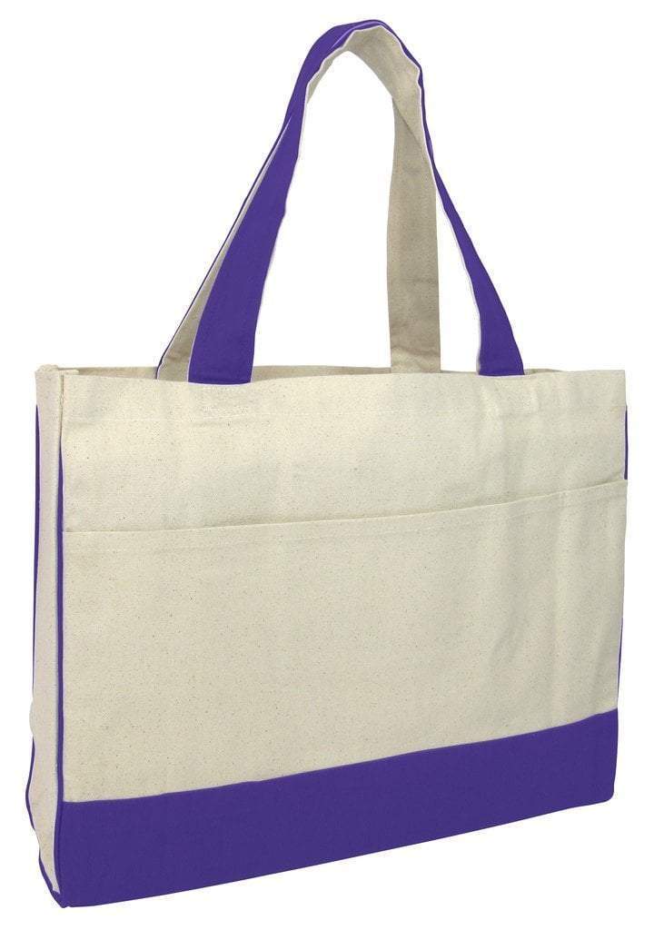 CUSTOM COTTON CANVAS TOTE BAG WITH INSIDE ZIPPER POCKET