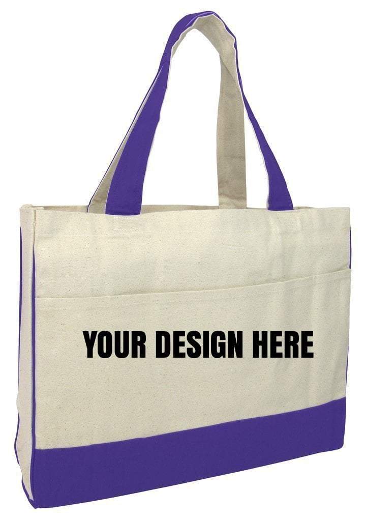 Heavy Canvas Zippered Tote Bag with Inside Pocket