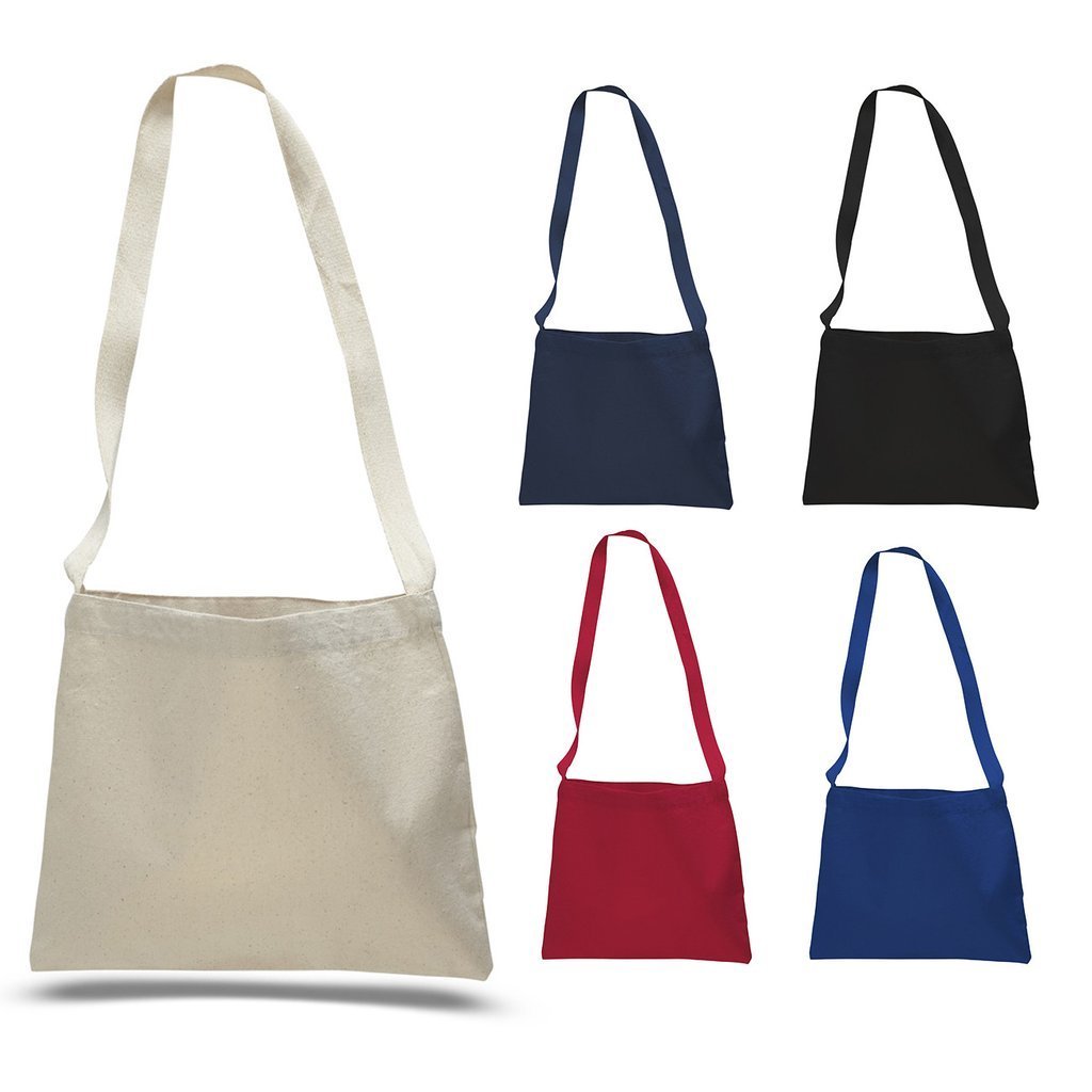 Canvas Messenger Tote 12x12x4in | White