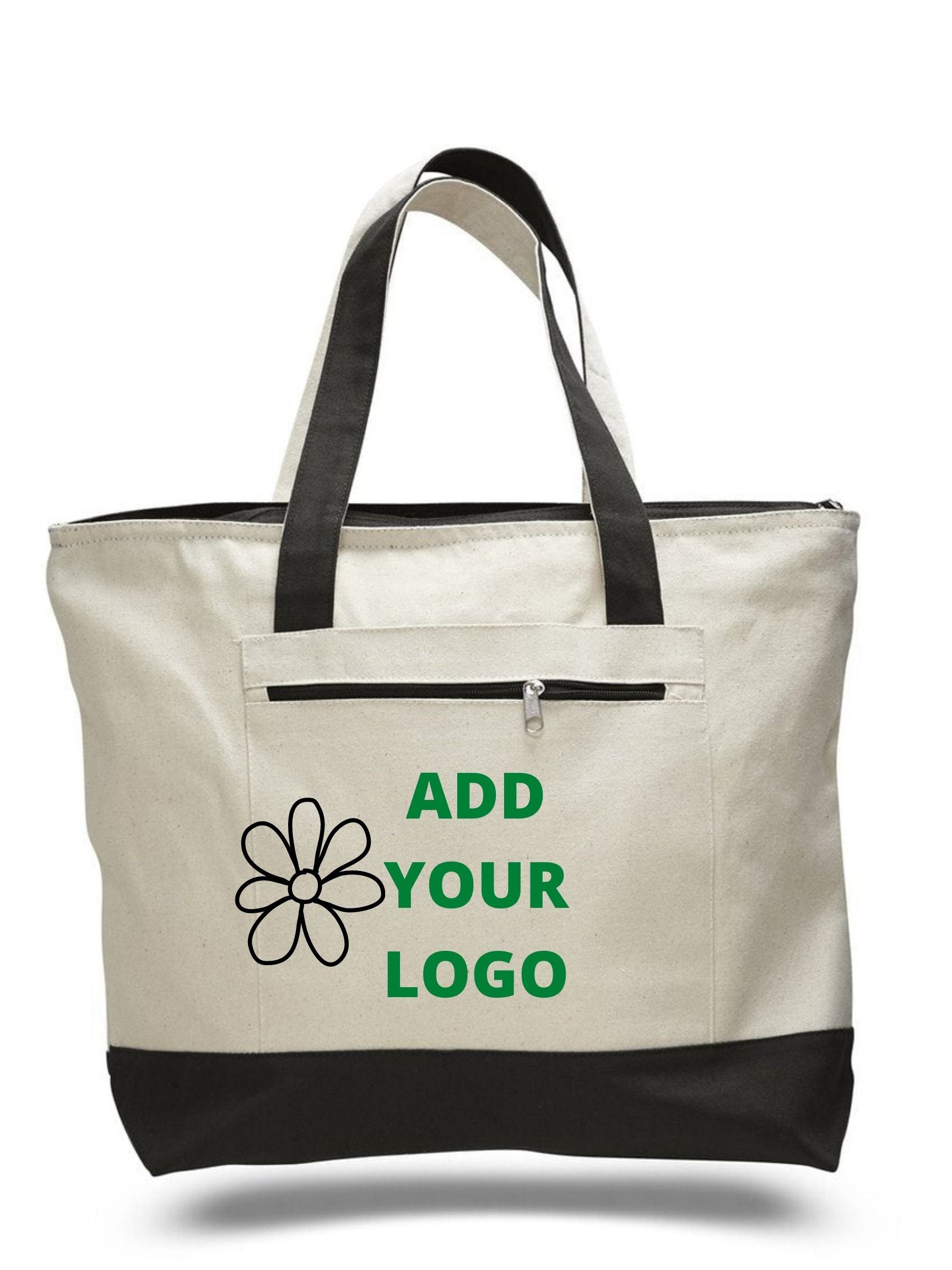 Heavy Canvas Zipper Tote Bags Customized - Personalized Heavy Tote Bags  With Your Logo - TG261