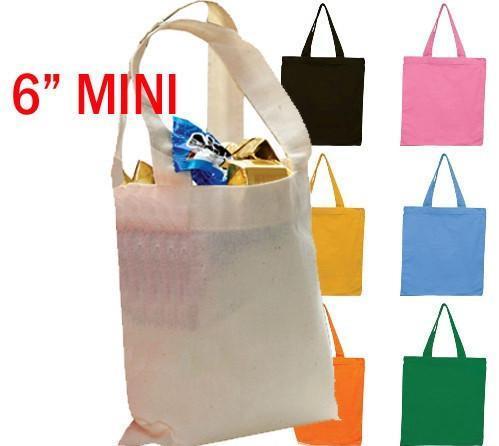 6 MINI Cotton Tote Bag with Fabric Handles,Promotional mini tote bags