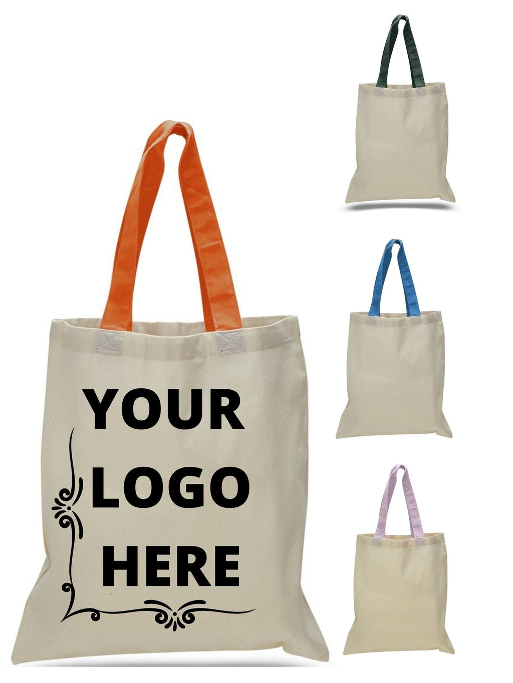 Basic Cotton Canvas Tote Bags with Over the Shoulder Long Handles