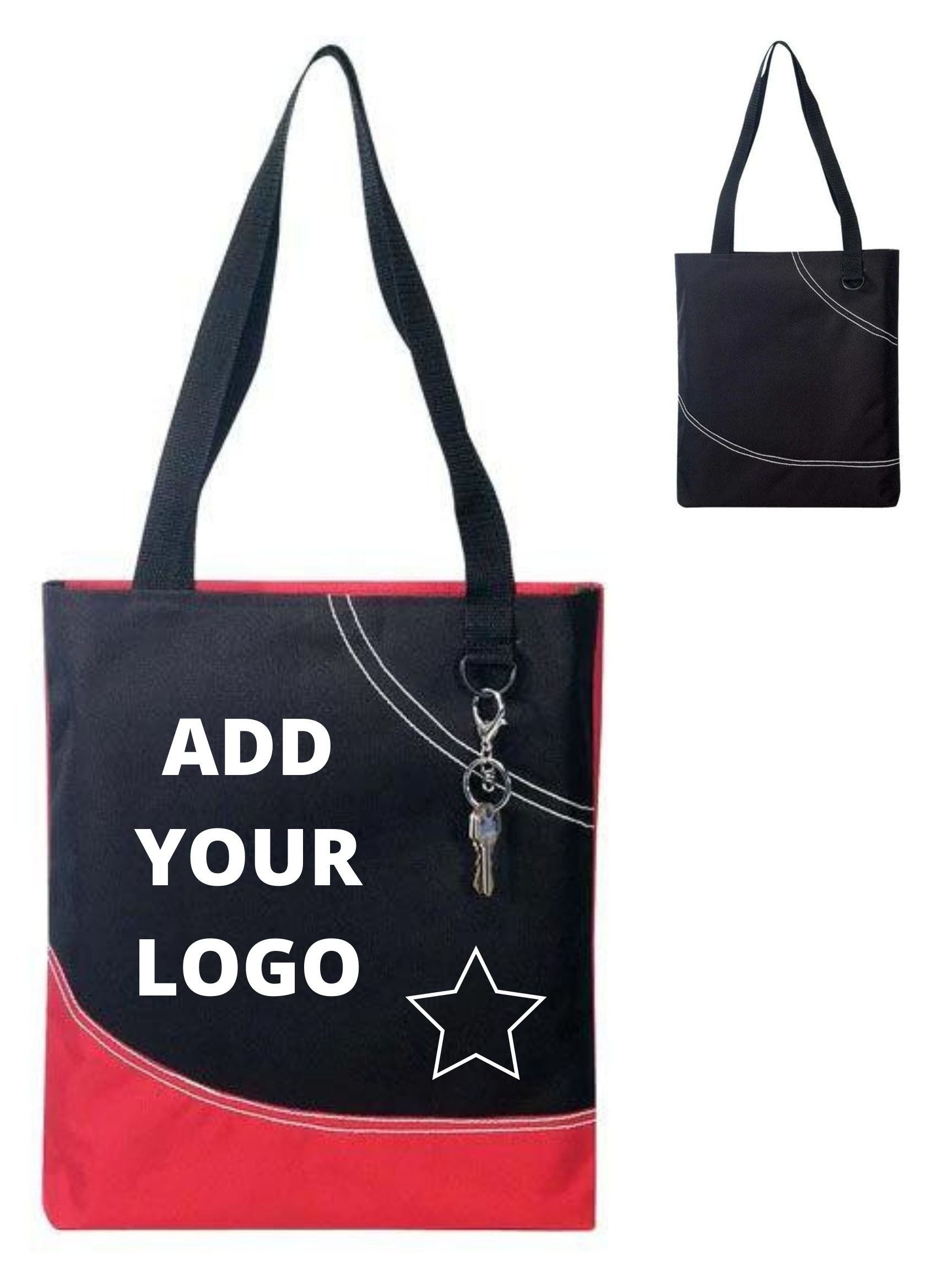 Two Tone Polyester Tote Bags With Long Handles