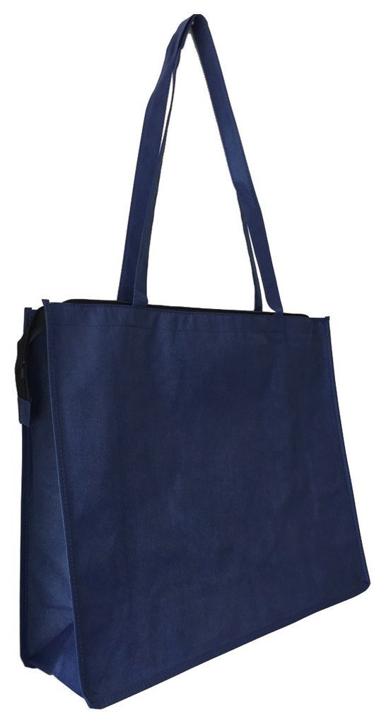 BAGANDTOTE Polyester NAVY Zippered Large Tote Bags - Reusable Grocery Bags