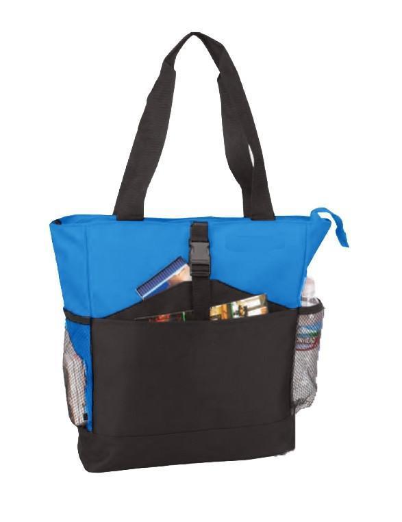 BAGANDTOTE Polyester ROYAL CHEAP NON-WOVEN TOTE BAG WITH ZIPPER TWO-TONE